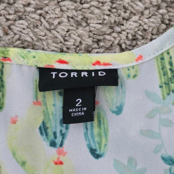 Torrid Women’s Blouse Plus Size 2X Cactus Print Button Back Boho Resortwear - Picture 3 of 8